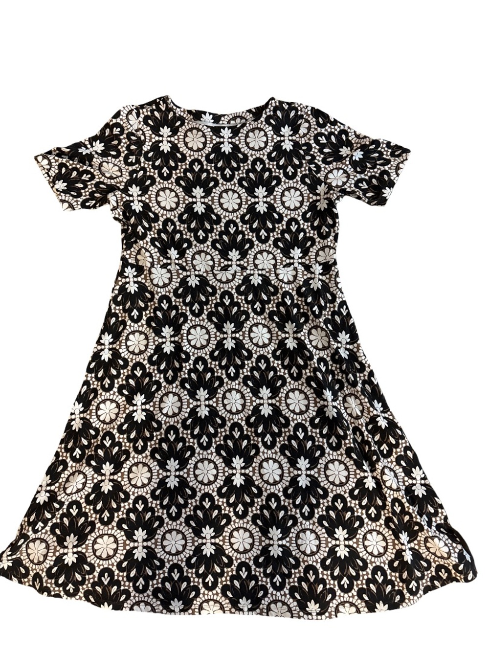 croft & barrow Black, White, and Brown Floral Lace A-Line Women's Dress